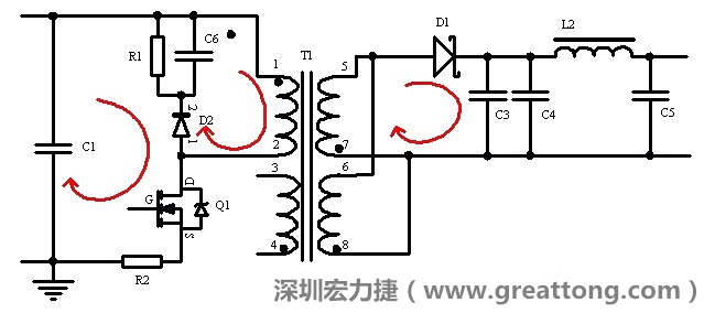 元件布局的時候，要優(yōu)先考慮高頻脈沖電流和大電流的環(huán)路面積，盡可能地減小,以抑制開關(guān)電源的輻射干擾