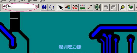 如果圖形像下圖一樣無法顯示鉆孔，只須圖（186）將紅色圈住的活動層改為當(dāng)前顯示層即可。