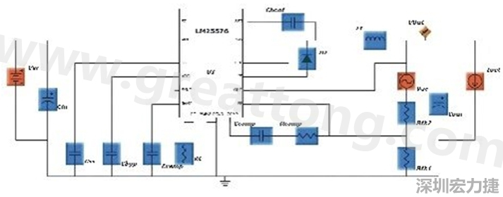參考圖1的電流通路：把FET在導(dǎo)通狀態(tài)下流經(jīng)的通路標(biāo)記為紅色；把FET在關(guān)斷狀態(tài)下的迴路標(biāo)記為綠色。