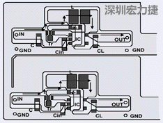 圖2：升壓電路的PCB設計示例。