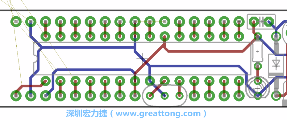 如果可以的話盡量讓接地線保持在電路板的背面，這樣它們就可以在可能范圍內(nèi)和最大的接地面連結(jié)在一起。