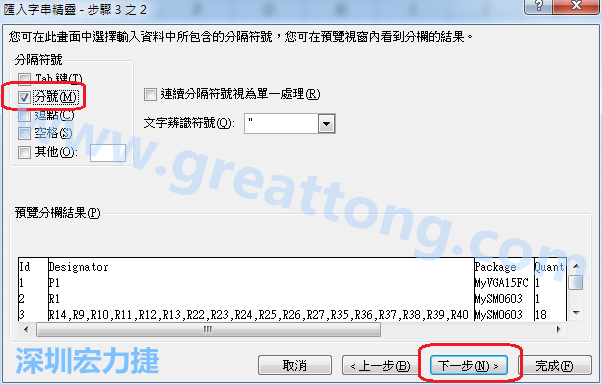 新增一個新的Excel文檔，[資料]匯入[從文字檔]，然后選擇剛產生的BOM (.csv)檔案，并以"分號"作為分隔符號。