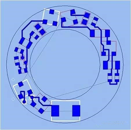 (b)基于最佳形狀的自動(dòng)布線器(完成了56.3%的導(dǎo)線布線)；